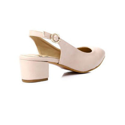 Faux Leather Slingback Pump - Nude Pink