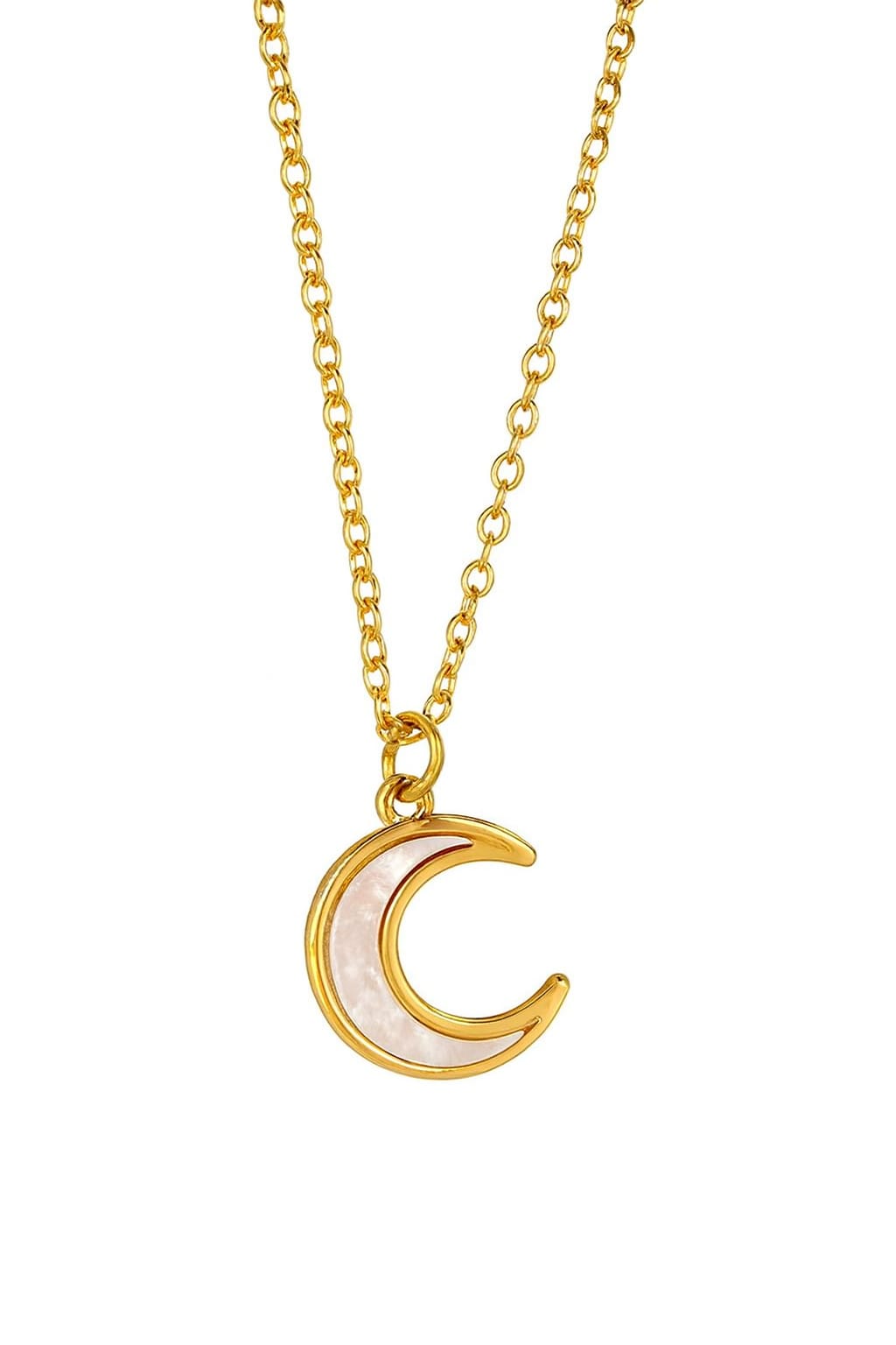 Stainless Steel Crescent Moon Pendant Necklace – Gold