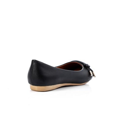Faux Leather Knotted Pointed Flats – Black