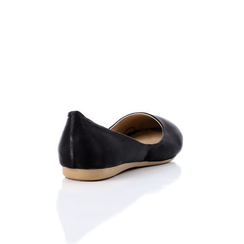 Suede Texture Ballet Flats – Black