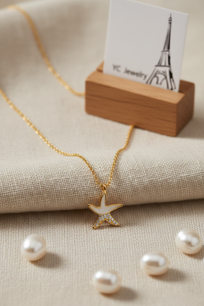 Stainless Steel Starfish Pendant Necklace – Gold