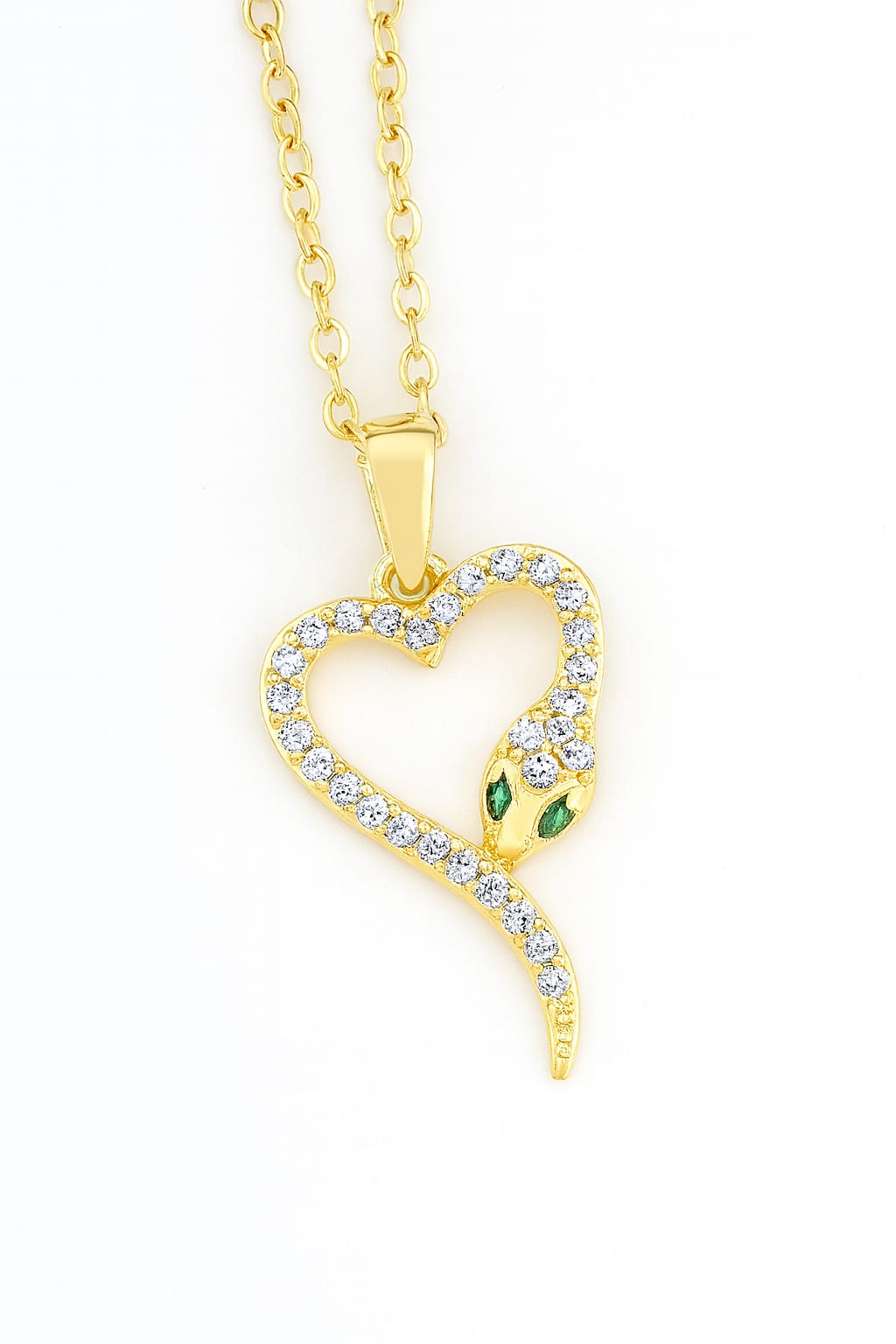 Stainless Steel Snake Heart Pendant Necklace – Gold