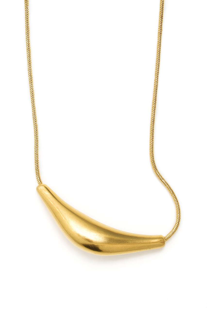 Stainless Steel Modern Streamlined Pendant Necklace – Gold