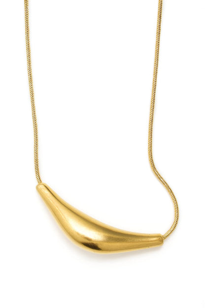 Stainless Steel Modern Streamlined Pendant Necklace – Gold