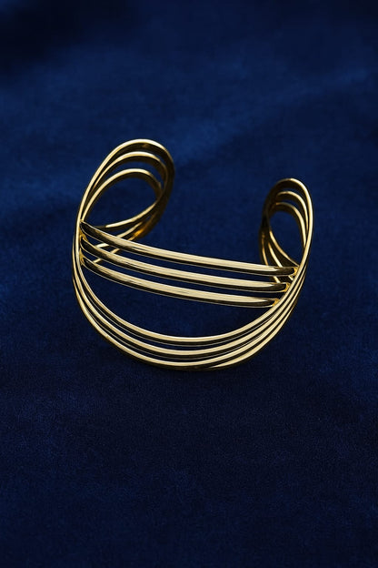 Stainless Steel Multi-Strand Cuff Bracelet - Gold