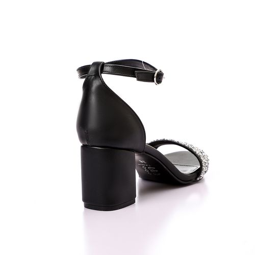 Faux Leather Block Heel Sandals – Black