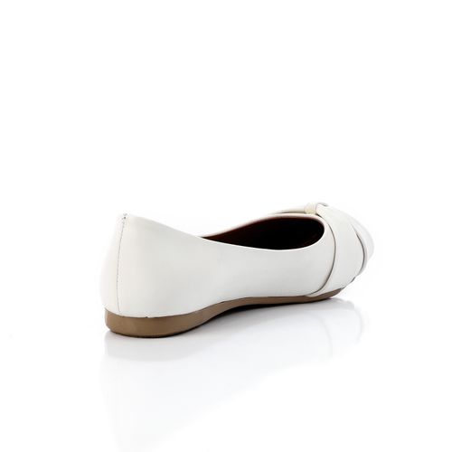 Faux Leather Ballet Flats – White