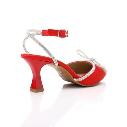 Satin Bow Classic Shoes - Red