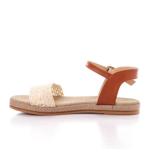 Woven Ankle Strap Sandals - White