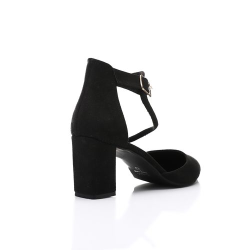Suede Block Heel - Black