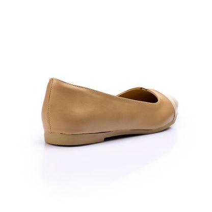 Leather Bi-Tone Ballerina - Café