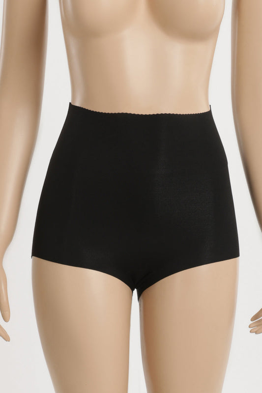 Polyamide Blend Plain Laser Cut Full Brief Corset – Black