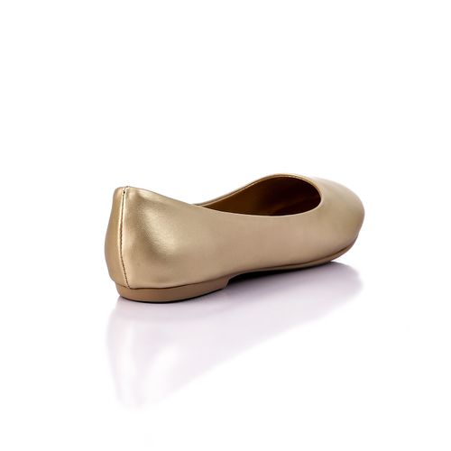 Faux Leather Ballet Flats - Gold