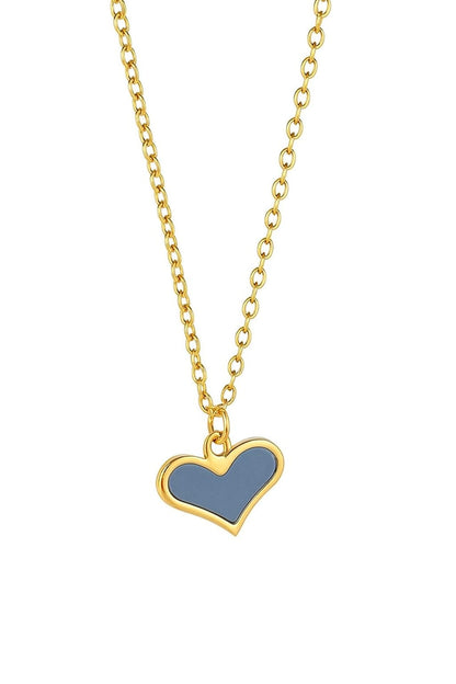 Stainless Steel Light Blue Heart Pendant Necklace – Gold