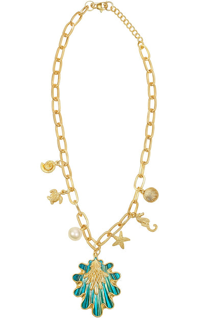 Zinc Alloy Colorful Sea Charm Necklace – Gold