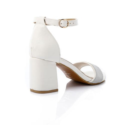 Faux Leather Sandal With Heels - White