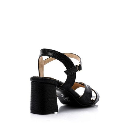 Faux Leather Open-Toe Cut-Out Block Heel Sandal