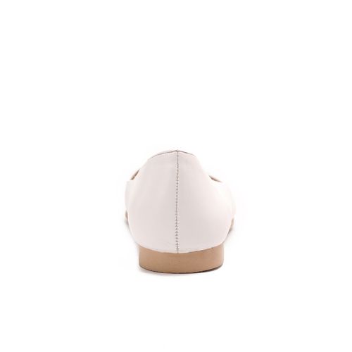 Leather Bi-Tone Ballerina - White