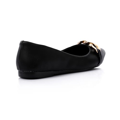 Leather Comfortable Ballerina - Black
