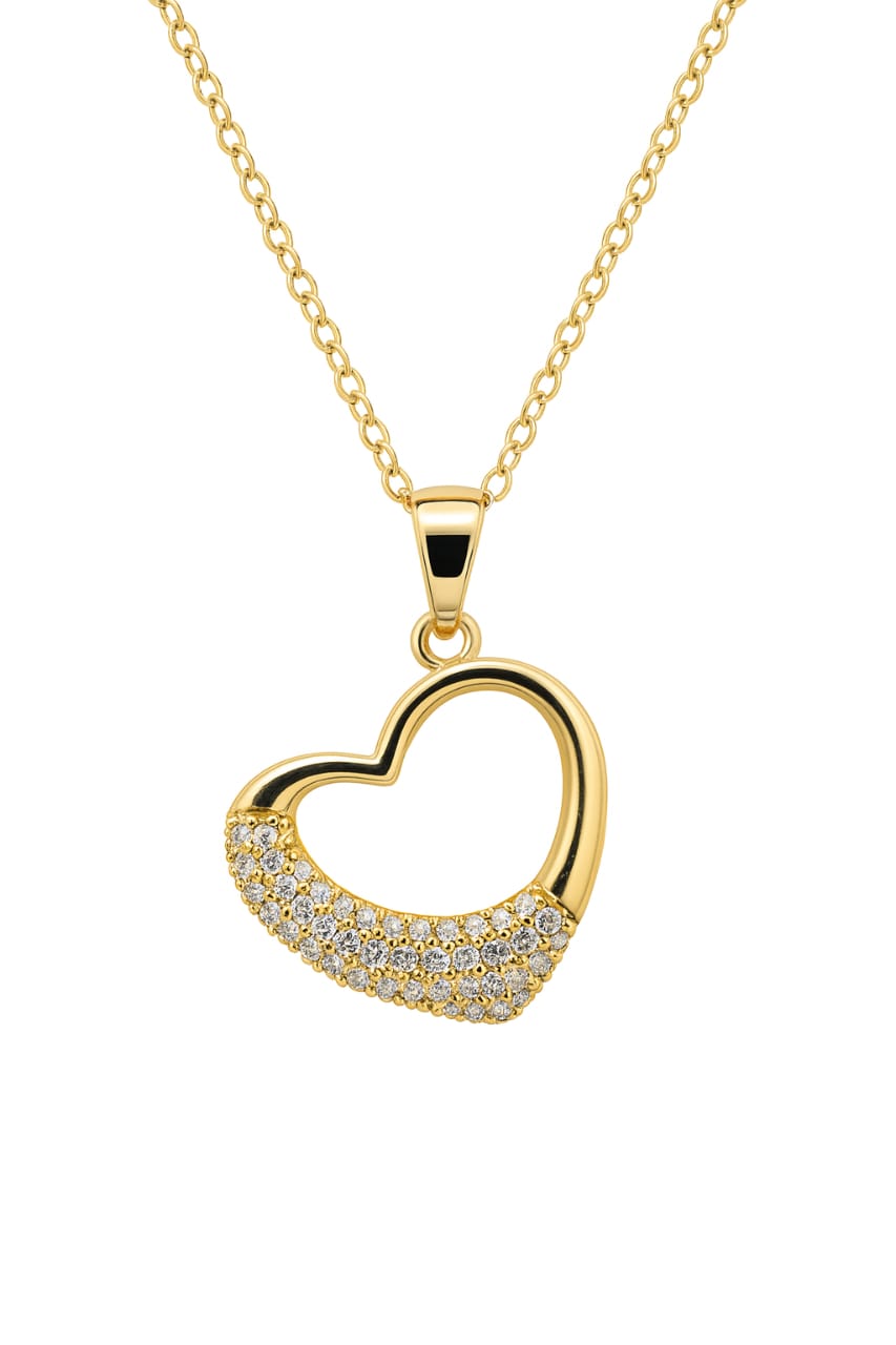Stainless Steel Open Heart Pendant Necklace – Gold