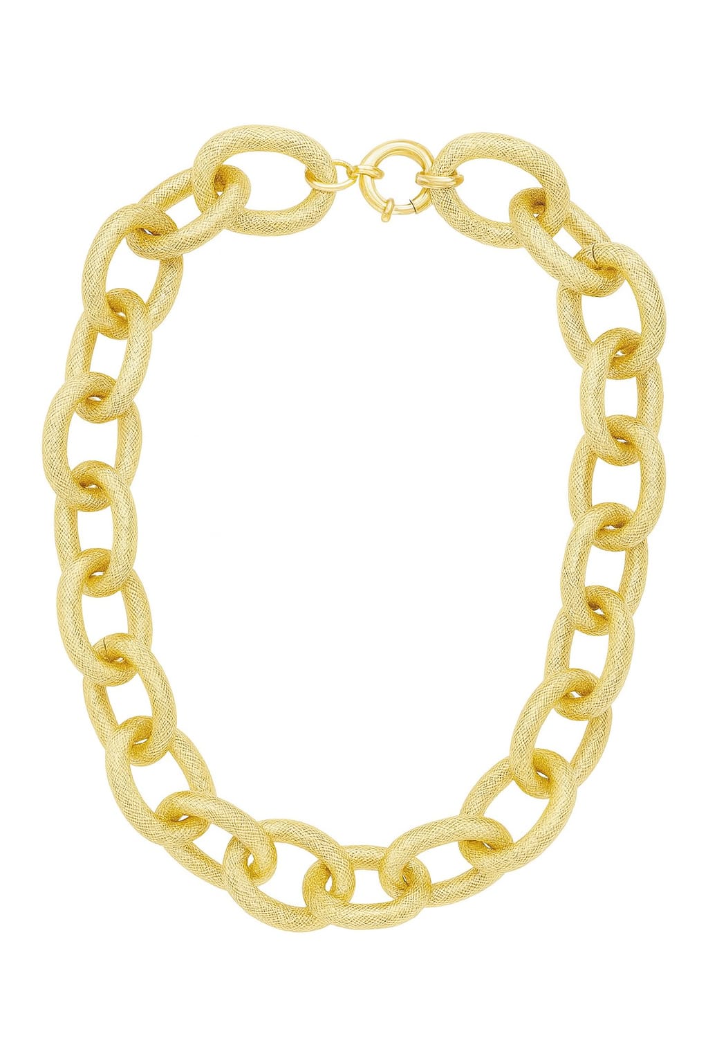 Zinc Alloy Thick Interlocking Chain Necklace – Matte Gold