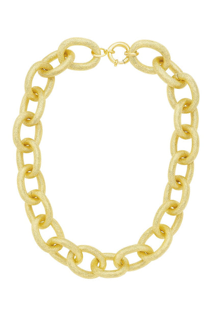 Zinc Alloy Thick Interlocking Chain Necklace – Matte Gold