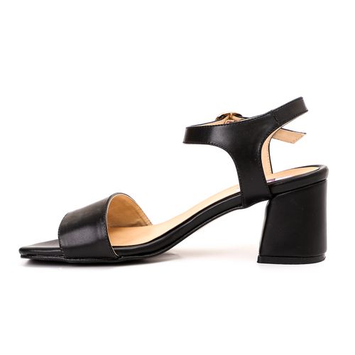 Faux Leather Square-Toe Block Heel Sandals - Gold