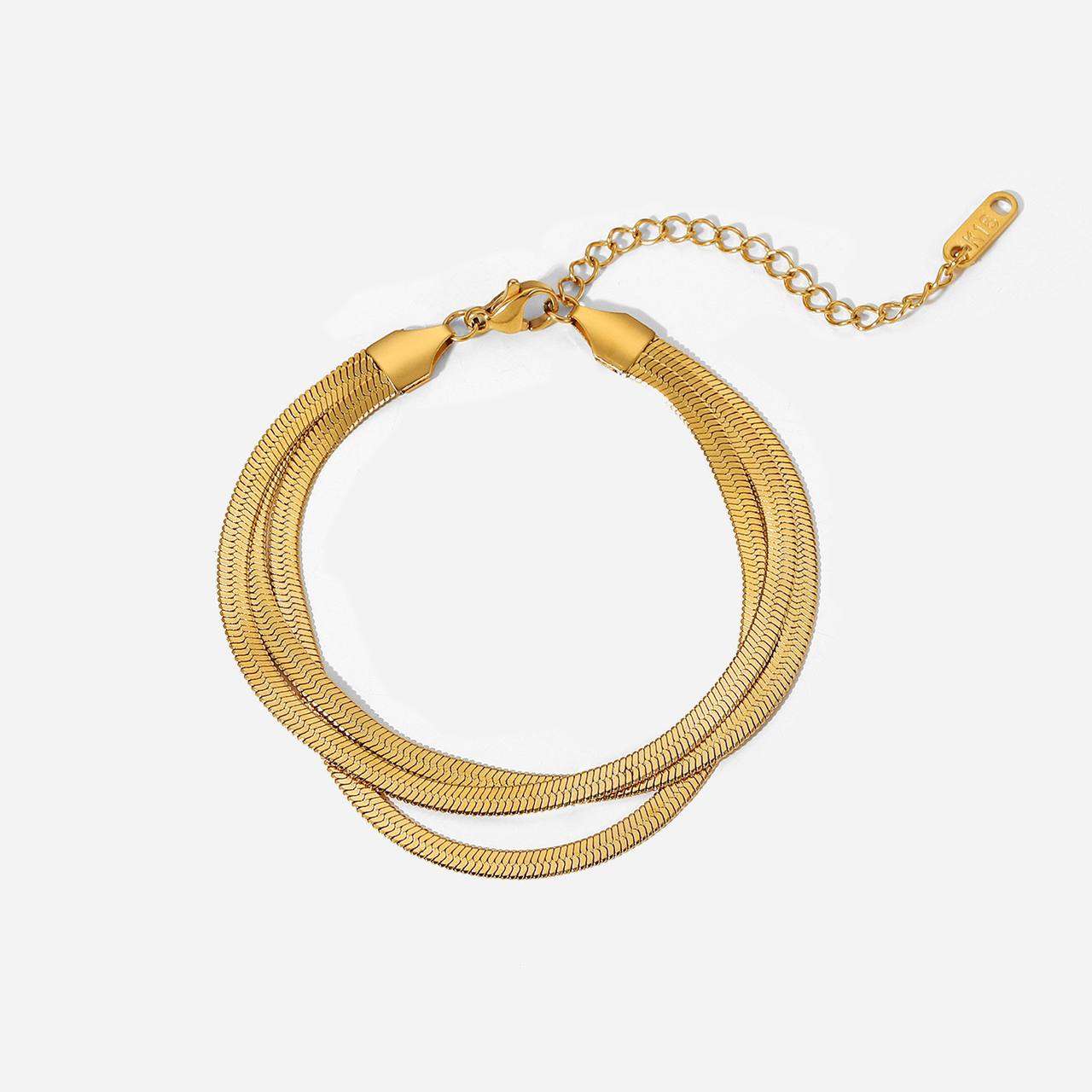 Stainless Steel Triple Chain Bracelet – Gold