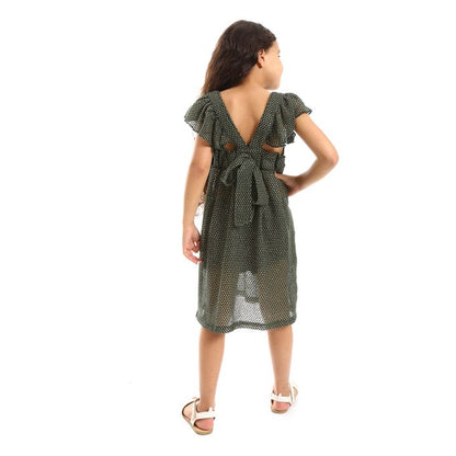 Ruffles Shoulders Stitched Girls Dress