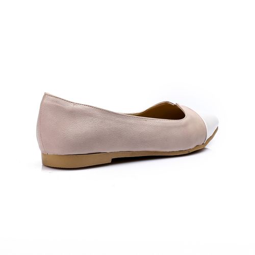 Faux Leather Color-Block Ballet Flats – Beige & White