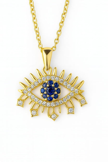 Stainless Steel Crystal Eye Pendant Necklace – Gold