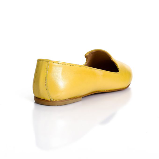 Leather Plain Slip-On Flats – Yellow