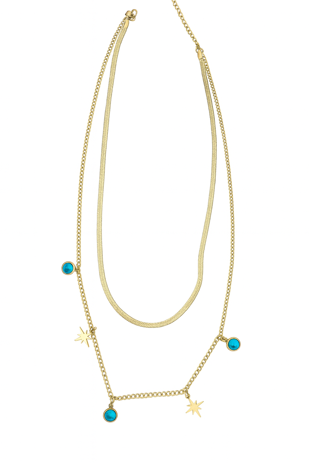 Stainless Steel Layered Snake Chain Necklace – Gold