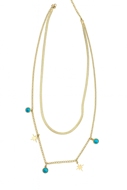 Stainless Steel Layered Snake Chain Necklace – Gold