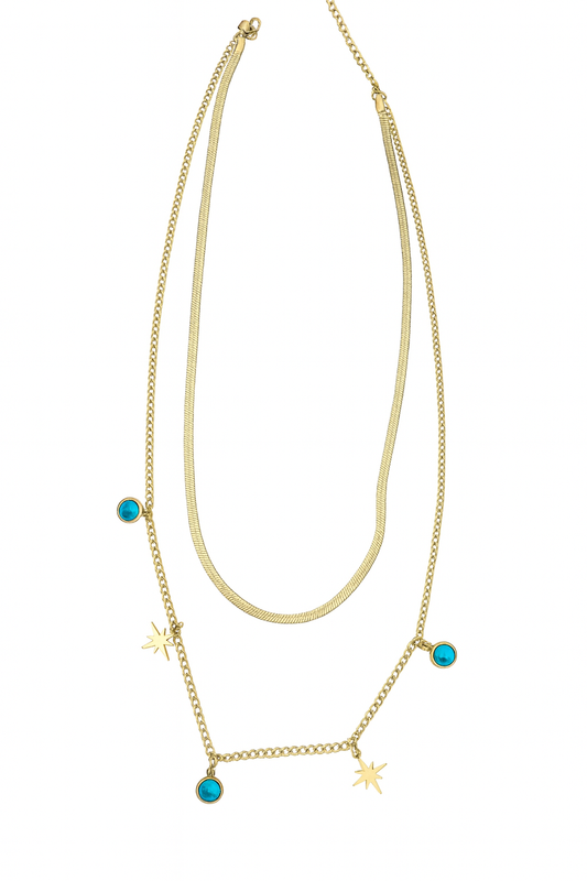 Stainless Steel Layered Snake Chain Necklace – Gold