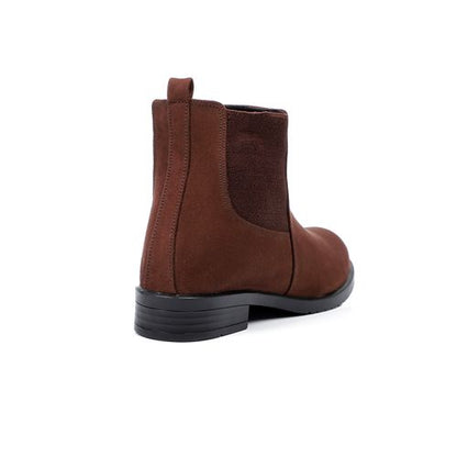 Suede Leather Ankle-Length Chelsea Boots – Brown