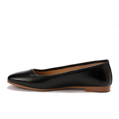 Faux Leather Comfortable Flat - Black