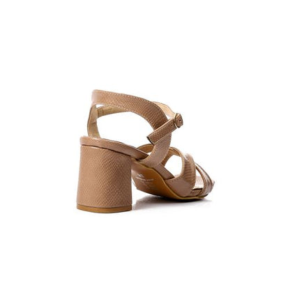 Faux Leather Open-Toe Cut-Out Block Heel Sandal