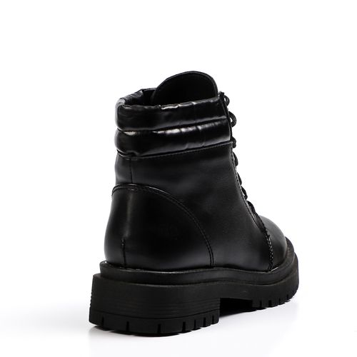 Faux Leather Ankle Boot - Black