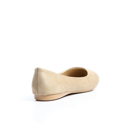 Suede Texture Ballet Flats – Beige