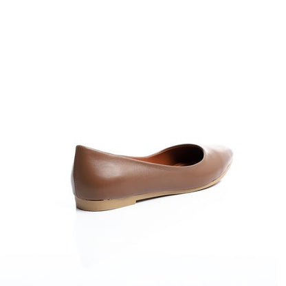 Faux Leather Ballet Flats – Coffee