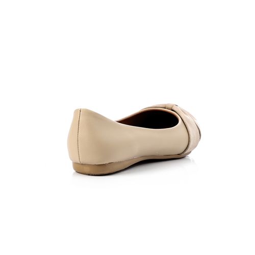 Faux Leather Ballet Flats – Beige