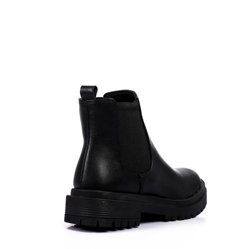 Faux Leather Classic Chelsea Boot - Black