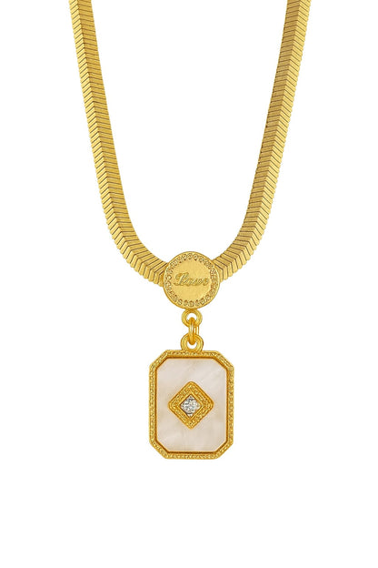 Stainless Steel Square Pendant Necklace – Gold
