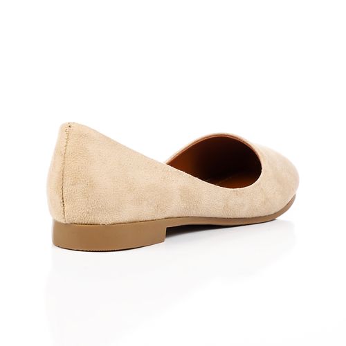 Suede Texture Ballet Flats – Beige