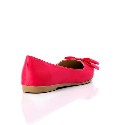 Satin Bow Pointed Flats – Hot Pink