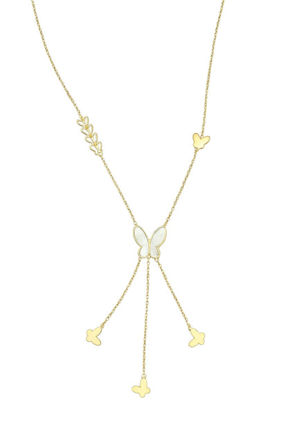 Stainless Steel Butterfly Pendant Necklace – Gold