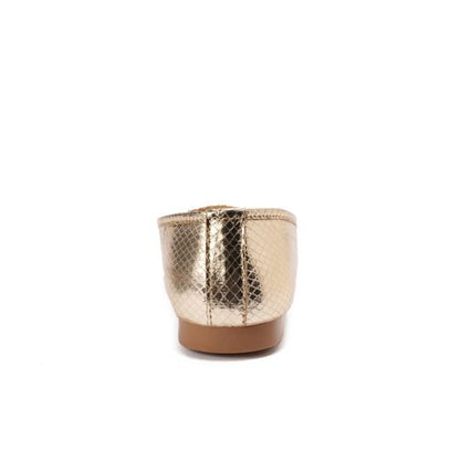 Faux Leather Ballet Flats - Gold