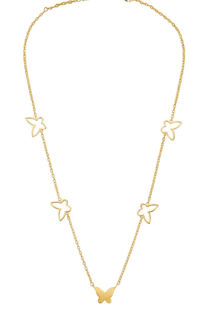 Stainless Steel Multi Butterfly Charm Necklace – Gold