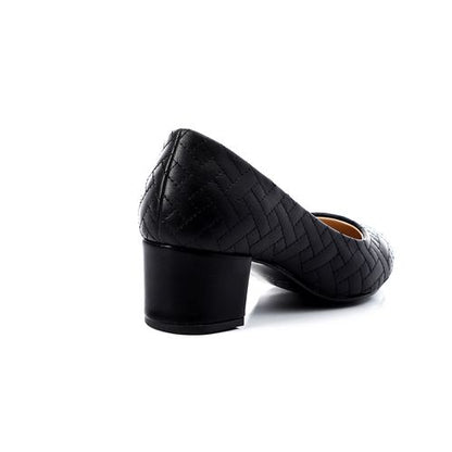 Faux Leather Flocked Quilted Pump